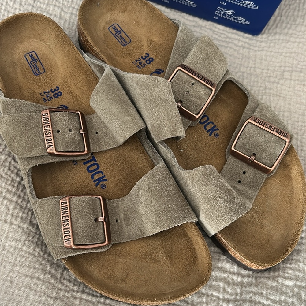 NWT Birkenstock taupe, 38 narrow